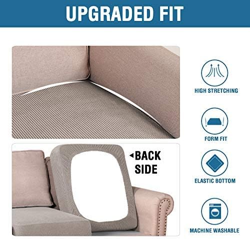 H.VERSAILTEX Stretch Couch Cushion Covers Individual Seat Sofa Chair Slipcovers Cushion Protector Cover Featuring Jacquard Textured Twill Fabric(1 Cushion Chair Cover, Taupe)