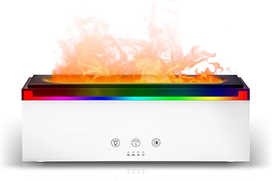 NEWYID Essential Oil Diffuser, Ultrasonic Full Touch Screen Flame Diffuser Humidifier with 17 LED Lights& 4 Timer Waterless Auto-Off, Aroma Diffuser for Large Room Home-White