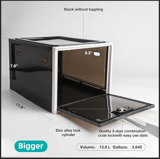 2 Pack Medicine Box with Combination Lock,Lock box for Medication Safe Storage Cabinet, Large Lockable Locker Container for Food,Snacks,Phone Jail,Toys,Marker Organizer,School Lockers Shelf