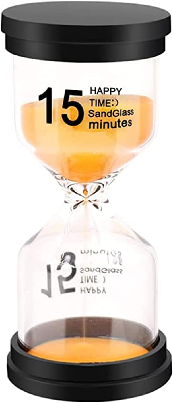 Sand Timer, Hourglass Sand Timers Colorful 15 Minutes Sandglass Timer with Protective Cover for Classroom Home Office Cooking