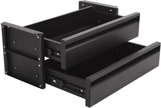 POPMOON Under Desk Drawer,Adjustable Height 15in Drawer Pull out for Desks Carbon Steel Hidden Drawers