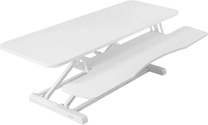 VIVO 42 inch Desk Converter, K Series, Height Adjustable Sit to Stand Riser, Dual Monitor and Laptop Workstation with Wide Keyboard Tray, White, DESK-V042KW