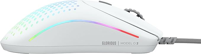 Glorious Gaming Model O 2 Wired Gaming Mouse - 59g Ultralight, FPS, 26,000 DPI, Motion Sync, 80M Click Rated Switches, 6 Programmable Buttons, Ambidextrous, RGB, PTFE Feet - White