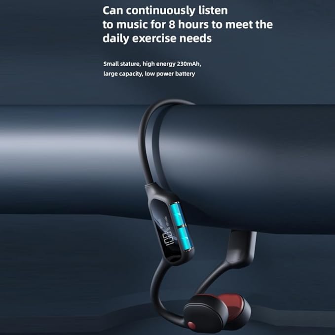 IHAO Swimming Headphones True Bone Conduction Open Ear Headset MP3 Player Built-in 32G Memory IP68 Underwater Waterproof Stereo Bluetooth Earphone for Driving Bicycling Running Skiing-X10 Black