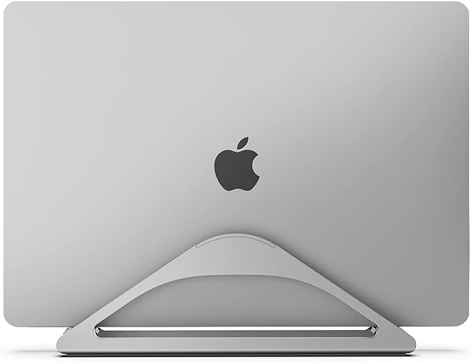 HumanCentric Vertical Laptop Stand for Desks in Space Grey, Upright Adjustable Holder to Dock Apple MacBook, MacBook Pro, and Other Laptops to Organize Work & Home Office, Automatic Grip