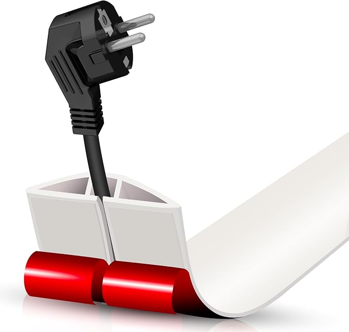 Floor Cord Cover Cable Cavity Self Adhesive Cord Hider Floor 3.3FT Floor Cable Management Power Cord Protector Floor Electric Cord Covers for Offices, Gym, Exhibitions (Beige, 1.18" x 3.3')