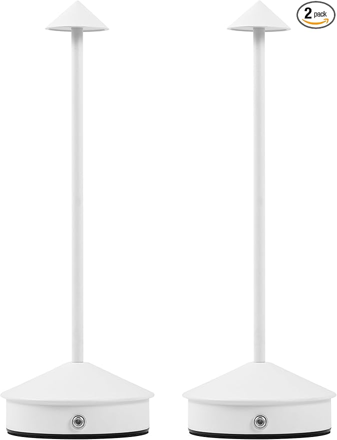Table Lamps,LED Rechargeable Desk Lamp,Portable Modern USB Battery Operated Lights,Outdoor Waterproof Touch Dimmable,for Patio,Restaurant,Bar,Camping,Dining Home Set of 2 White