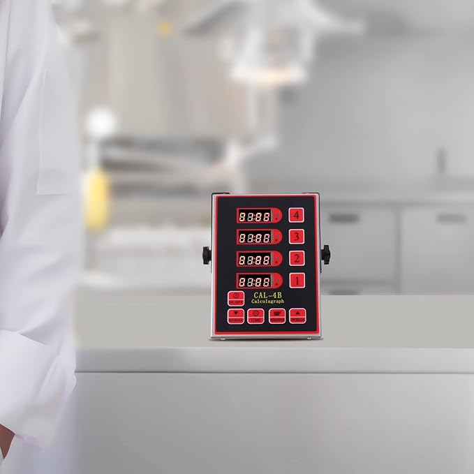 Commercial Digital Kitchen Timer Cooking Timer Reminder Stainless Steel Burger Bakery Restaurant Clock Loud Alarm LED Display Calculagraph Timer (4 Channel)