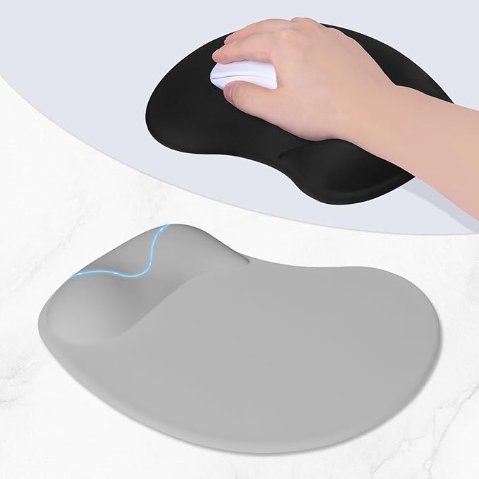 ITNRSIIET Ergonomic Mouse Pad, Cushioned Gel Wrist Rest, Non-Slip Base, Smooth Surface, Cute Multi-Color, 9.5 x 8.2 in, Space Gray