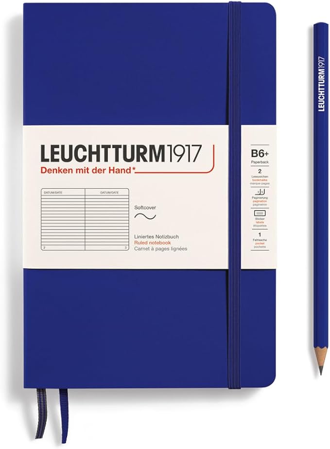 LEUCHTTURM1917 - Notebook Softcover Paperback B6+ - 123 Numbered Pages for Writing and Journaling (Ink, Ruled)