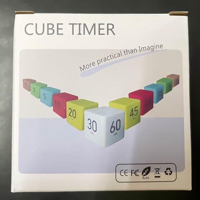 Cube Timer, Gravity Sensor Flip Timer for Study, Work, Game, Task, Kitchen, Kids, ADHD, Productivity, Workout (White 15-20-30-60)
