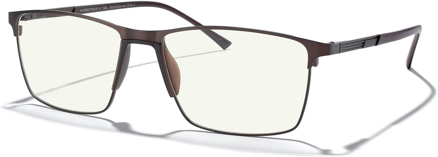 MERRY'S Fashion Blue Light Blocking Glasses - Reading Glasses Metal Frame Spring Hinge Readers for Men Eyeglasses