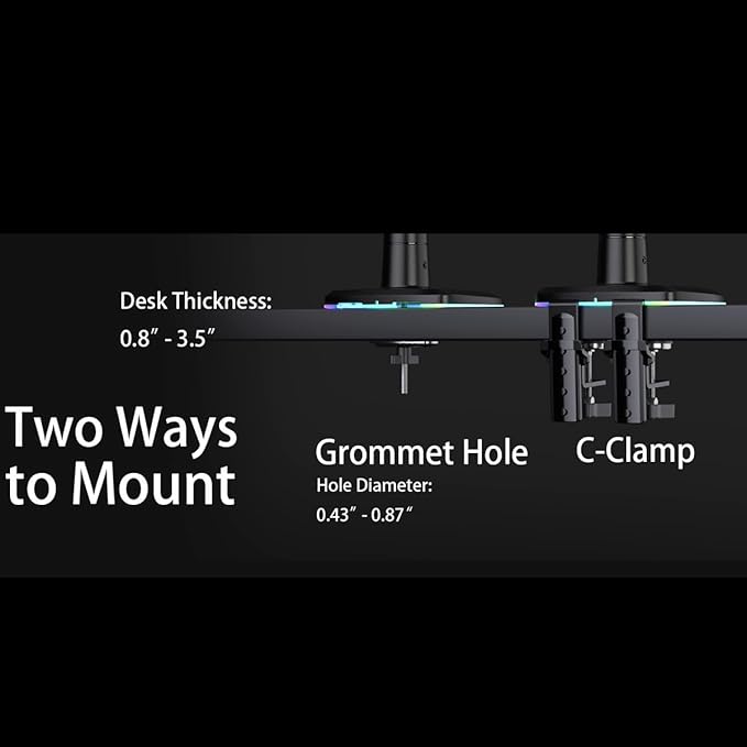 NB Gaming Monitor Arm or for 32 to 60 Inches Screen, Load up to 20 kg, VESA 75/100, RGB-Light, Heavy Duty, Multi Angle Adjustable, Premium Aluminum, Lake Blue