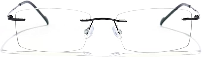 Cyxus Titanium Small Rectangle Blue Light Glasses for Men Blue Light Blocking Eyewear Ultra Light Anti Eye Strain Rimless Eyeglasses Reduce Headache