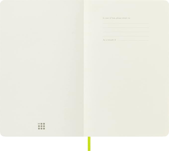 Moleskine Classic Notebook, Soft Cover, Large (5" x 8.25") Plain/Blank, Lemon Green, 192 Pages