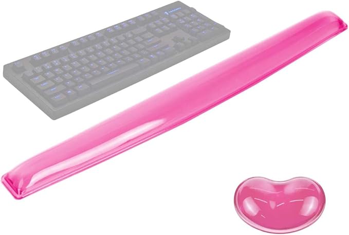 Gel Keyboard & Mouse Wrist Rest Set - Keyboard Wrist Rest Pad & Mouse Support for Office Gaming Pad Computer Laptop Ergonomic Comfortable Pain Relief-Pink Pad Set