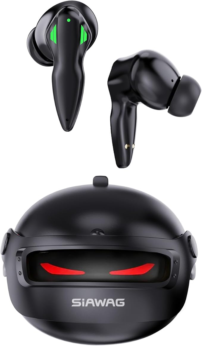 Wireless Earbuds Bluetooth 5.4 Headphones 35H Stereo Deep Bass in-Ear Buds with ENC Call Noise Cool Gaming Bluetooth Headphones with 25ms, IP5 Dual Mode Earphone for Gaming Sport Workout, Black