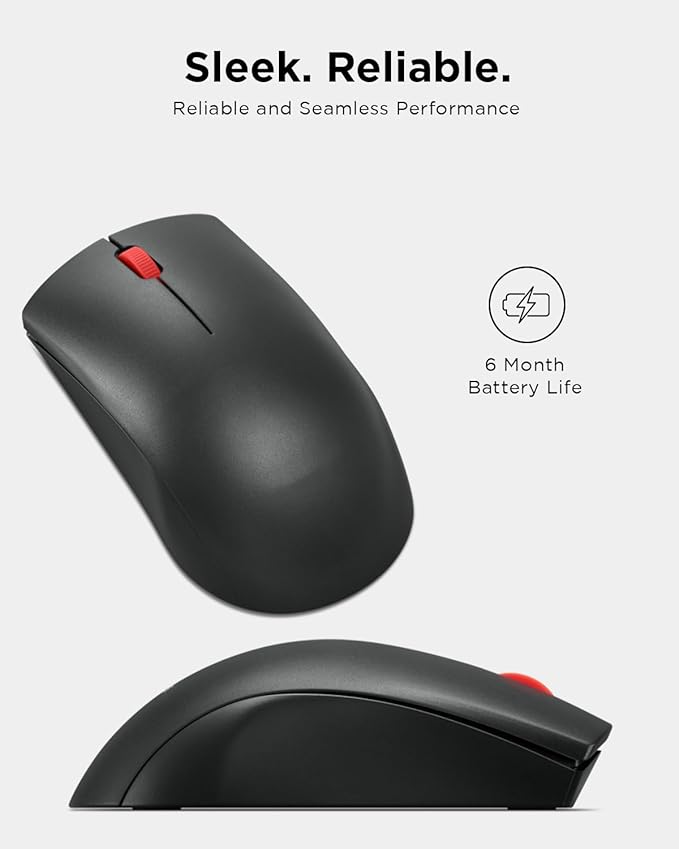 Lenovo Wireless Mouse (WL150) - 2.4G Nano USB-A Ambidextrous Ergonomic Mouse – 3-Million Clicks, 1,000 DPI – Portable Compact Cordless Design - Computer & Laptop Accessories