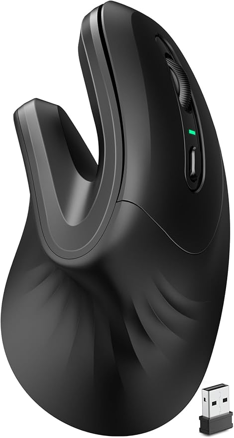 DAREU Ergonomic Vertical Wireless Mouse, 2.4G Optical Vertical Mouse with Ergo Design for Comfort and Reduced Wrist Strain,3 Adjustable DPI Levels with 6 Buttons, Computer Mice for Laptop, Desktop PC