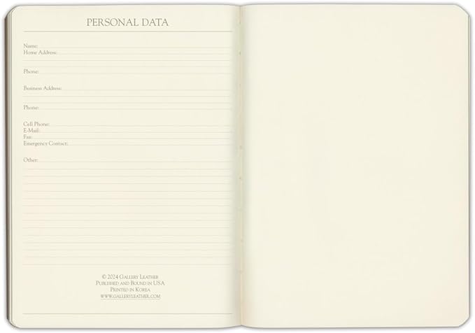 Gallery Leather Desk Monthly Planner 2025, Elegantly Bound Calendar Planner and Notebook with Stylish Gold-Gilded Page Edges, 18 Months - Acadia Cactus - 8 x 5.5 ”