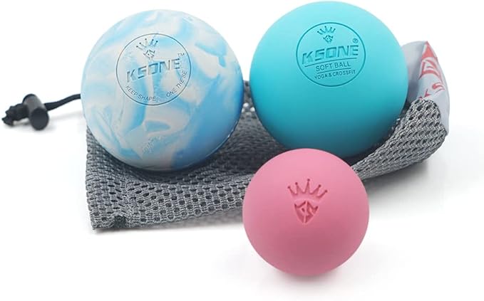 KSONE Massage Lacrosse Balls -Massage Balls for Myofacial Release&Trigger Point Therapy-Set of 2-Hard Lacrosse Massage Ball &Soft Massage Ball with one mini Ball