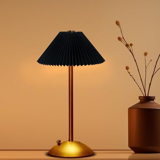 Portable LED Table Lamp with Touch Sensor, 3 Color Touch Control Rechargeable Lamp,3-Levels Brightness Metal Desk Lamp, Night Light (Black)