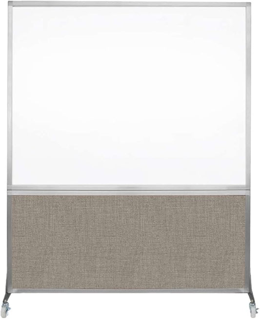 DivideWrite Mobile Whiteboard | Double Sided Dry Erase Board | Portable Office Cubicle Partition | Display for Classrooms, Conference Rooms, Meeting Areas and More | Warm Pebble 5' Wide x 6' Tall
