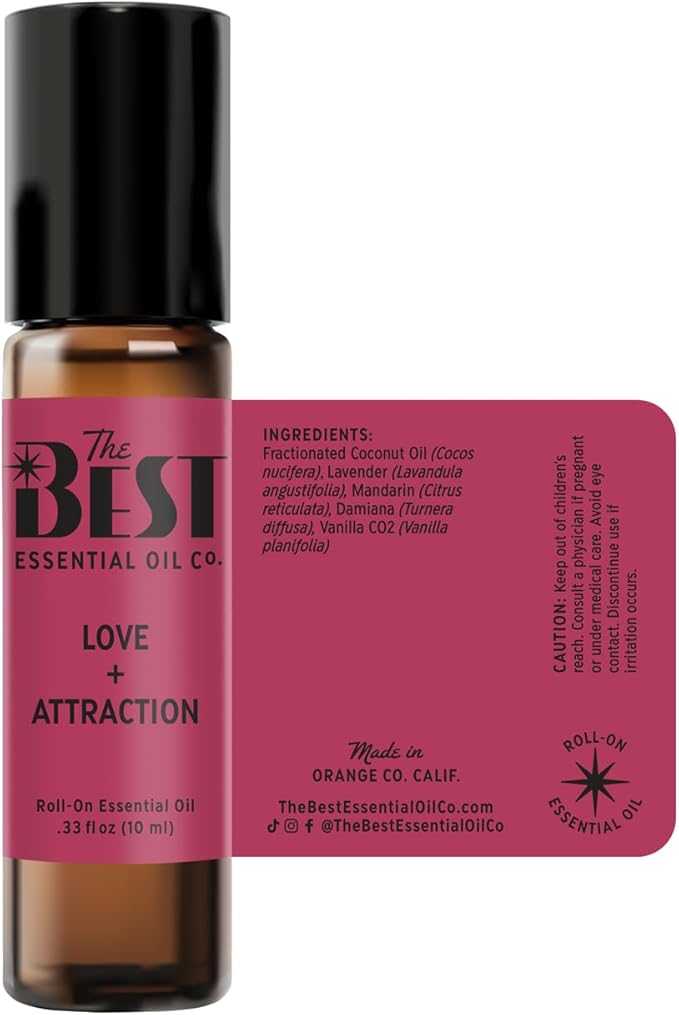 The Best Love + Attraction Essential Oil Roll-On Blend- Premium Grade- Pre-Diluted in Coconut Oil- Ready to Use- 10 ml (.33 fl oz)