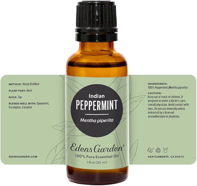Edens Garden Peppermint- Indian Essential Oil- 100% Pure Premium Grade, Undiluted, Natural, Therapeutic, Aromatherapy, The Best for Diffuser, Face, Candle, Humidifiers 30 ml (1 fl oz)