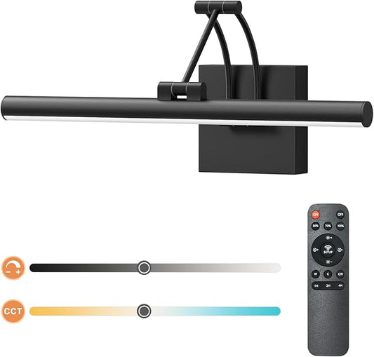 Tipace Black Hardwired Picture Lights for Paintings - 15.7 inch 3CCT Dimmable Modern Gallery Light with Remote Control Led Wall Art Lighting Display Artwork