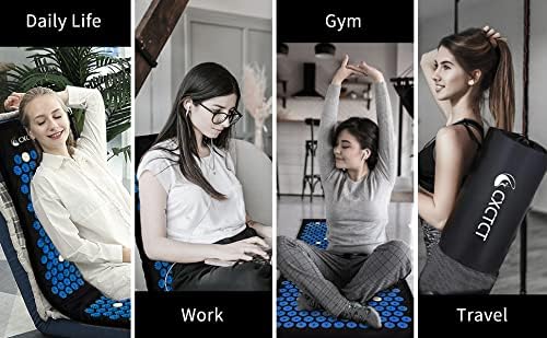 Extra Long Yoga Acupressure Mat Set,Massage Acupuncture Mat Large,Magnetic Mat Acupressure Body mat and Pillow for Neck Back Pain Relief(Blue)