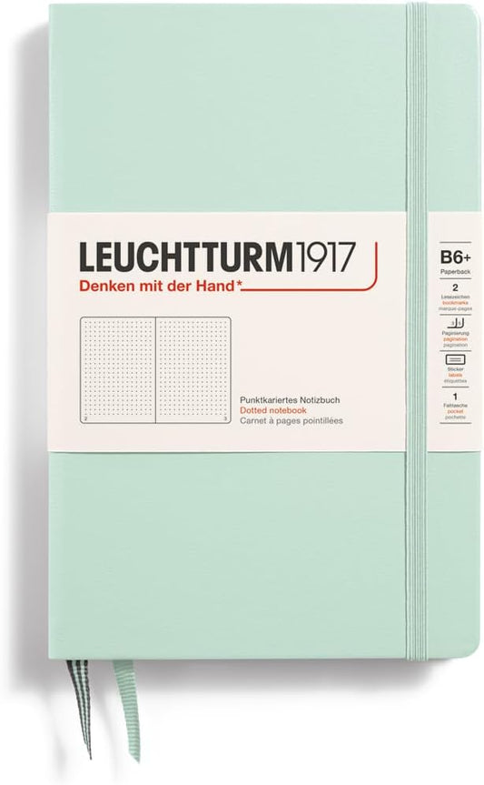 LEUCHTTURM1917 - Notebook Hardcover Paperback B6+ - 219 Numbered Pages for Writing and Journaling (Mint Green, Dotted)