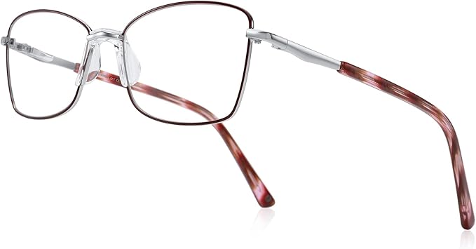 RB. Pilot Reading Glasses Spring Hinge Readers for Women Blue Light Blocking Computer Metal Frame Acetate Legs