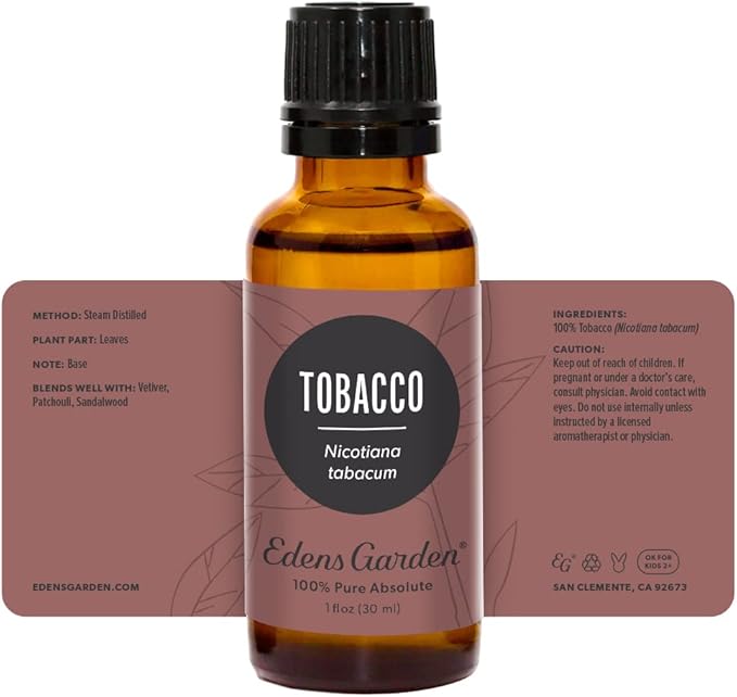Edens Garden Tobacco- Absolute Essential Oil- 100% Pure Premium Grade, Undiluted, Natural, Therapeutic, Aromatherapy, The Best for Diffuser, Candle, Laundry, Humidifiers 30 ml (1 fl oz)