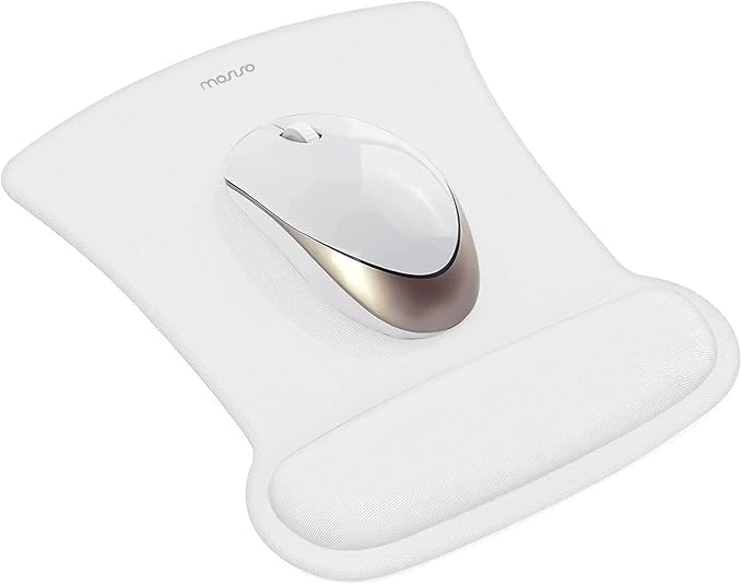 MOSISO Wrist Rest Support for Mouse Pad & Keyboard Set, Ergonomic Mousepad Non-Slip Base Home/Office Pain Relief & Easy Typing Cushion with Neoprene Cloth & Raised Memory Foam, White