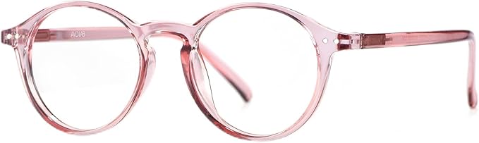 Blue Light Blocking Glasses Round Retro Computer Gaming Glasses Women Men UV Protection AB3303 (Pink)