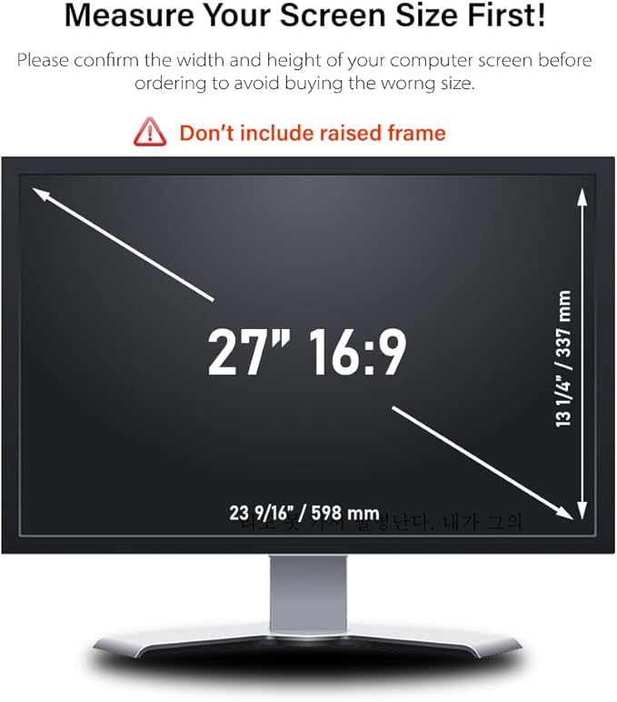 27 Inch - 16:9 Aspect Ratio - Computer Privacy Screen Filter for Widescreen Monitor - Anti-Glare - Anti-Scratch Protector Film - Protects Your Eyes from Harmful Glare and Blue Light