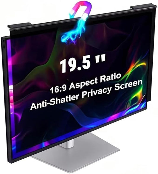 Magnetic Hanging Computer Privacy Screen Filter for 19.5 Inch, Removable Aluminum Alloy Privacy Shield for 16:9 Widescreen Monitor, Eye Protection Blue Light Filter