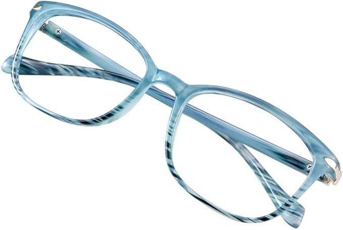 VisionGlobal Blue Light Blocking Glasses for Women, Anti Eyestrain, Computer Reading, TV Glasses, Stylish Square Frame, Anti Glare(Slate Blue,+4.50 Magnification)