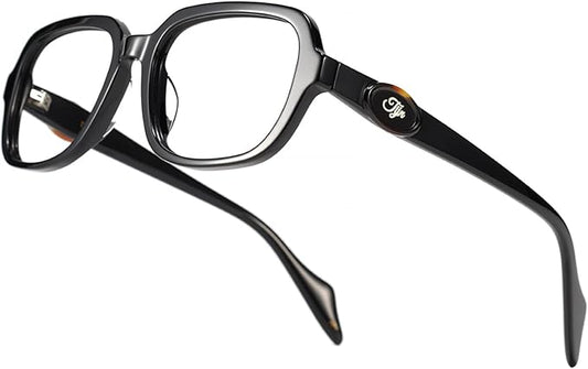 TIJN Vintage Inspired Blue Light Blocking Glasses, Modern Square Acetate Computer Screen Eye Glasses for Woman Men, AL01