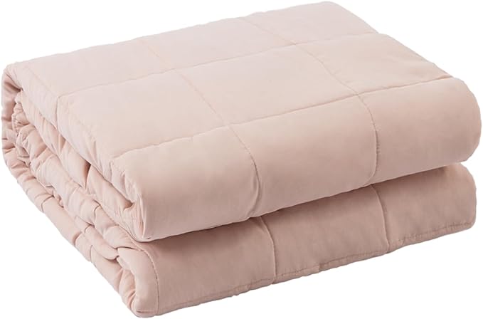 ZonLi Weighted Blanket for Adults (60"x80", 15lbs, Light Pink) Queen Size High Breathability Cooling Heavy Blanket, Soft Material with Premium Glass Beads, All-Season, Easy Care