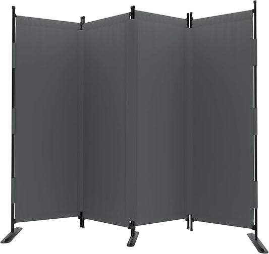 Room Divider, 4 Panel Upgraded Folding Privacy Screen, 88” Highly Secretive Separation with 3 Metal Feet, Partition Screen, Lightweight Freestanding Wall Divider Bedroom (Grey)