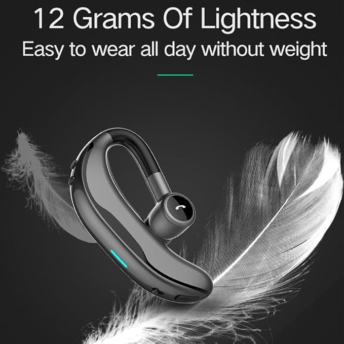 IHAO Bluetooth Earpiece Headphone Dual Noise Cancelling Mic Painless Open-Ear Handsfree Headset Stereo Sound Left/Right Changeable Earhook Earphones for Driving/Business/Gym-Single Ear F600 Black