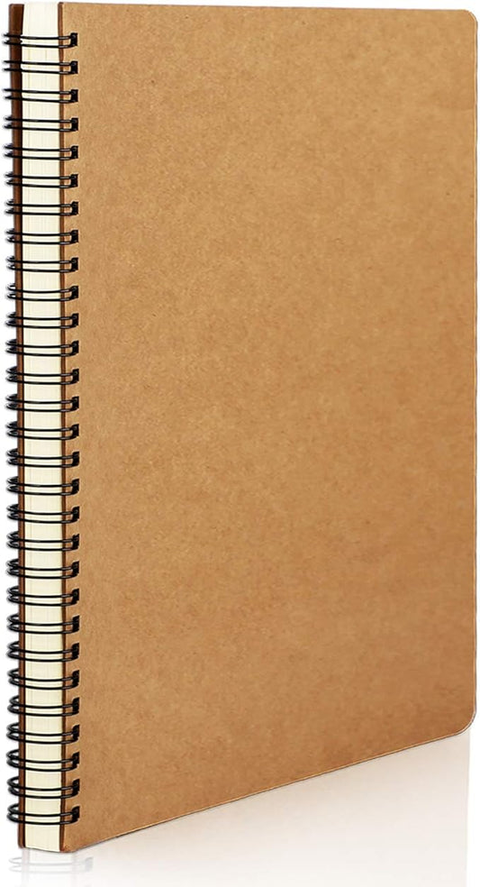 EUSOAR Kraft Hardcover Spiral Notebook, A5 1pack 5.5"X8.3" 160 Pages College Ruled Lined Travel Writing Notebooks Journal, Memo Notepad Sketchbook, Students Office Business Subject Diary Book Journal