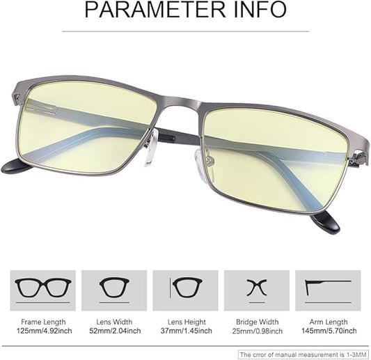 Blue Light Blocking Glasses UV400 Anti Eyestrain Computer Gaming Blue Light Screen Blocker Metal Eyewear for Men Women