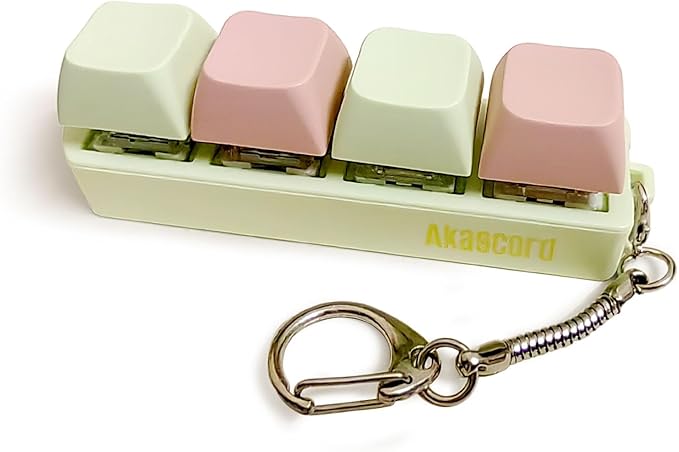 Keyboard Fidget Toy, Finger Fidget Clicker Keychain Accessories Autism Sensory Toys Stress Relief for Adults (Green & Pink)