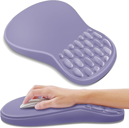 Ergonomic Mouse Pad with Wrist Rest Support, Mousepad with Comfortable Memory Foam Wrist Rest and Non-Slip PU Base for Pain Relief, Computer, Laptop, Office, Home (Purple)