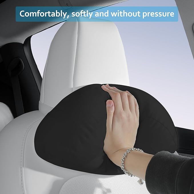 Car Headrest Pillow for Driving, Softness Ergonomic Design Universal Travel Neck Pillow for Most Cars, Office Chairs, Gaming Chairs with Extra Filler Cotton Bag (Black, 1PC)