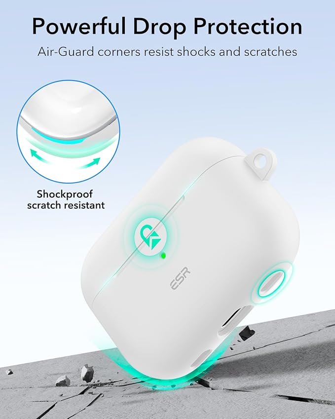 ESR for AirPods Pro 2 Case, Compatible with Airpods Pro 2nd Generation Case (2023/2022/2019), Compatible with MagSafe, Magnetic Lid Lock, Full Drop Protection, White