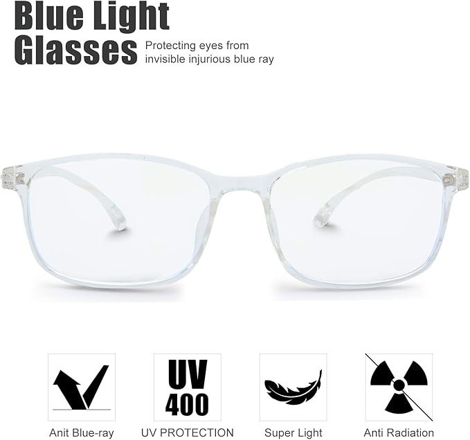 Kids Blue Light Blocking Glasses Silicone Flexible TR-90 Frame, Computer Gaming TV Phone Glasses for Boys Girls Age 3-14 (4-14 yr-Old, B0205 Clear)